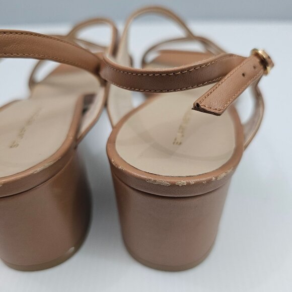 Stuart Weitzman Oasis 50mm Sandal Womens 8.5 Tan Leather Strappy Slingback Heel - Picture 11 of 16